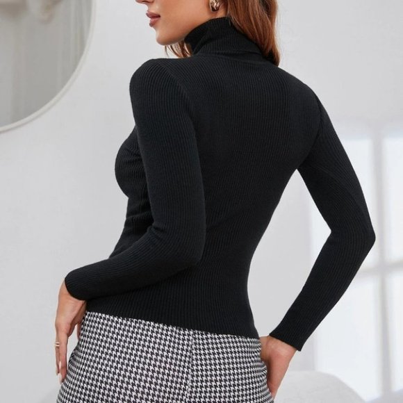 black turtleneck sweater casual - Picture 5 of 5